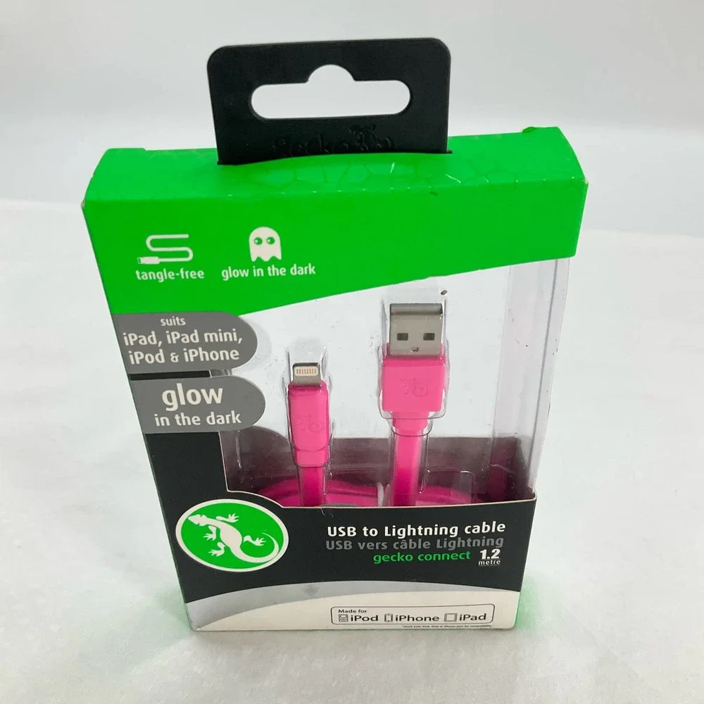 Gecko USB to Lightning cable 1.2m, for iPhone iPad iPod, Hot Pink